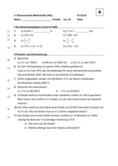 Klassenarbeit Mathe H8 (2. HJ)