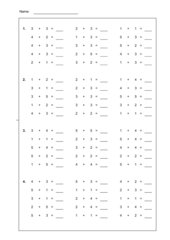 Arbeitsblatt (Excel) Mathematik der Klasse 1 und 2