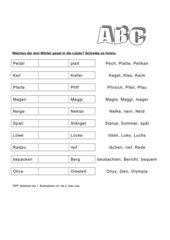 Wörter nach dem Alphabet (ABC) ordnen