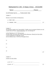 Klassenarbeit Wurzeln und Potenzen Kl. 9 HS, A-Kurs