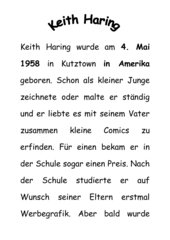Kurze Informationstexte über Keith Haring