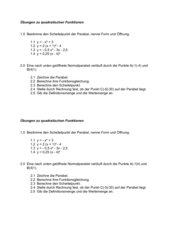 Quadratische Funktionen - Übungsblatt