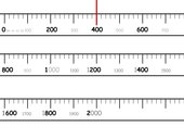 Vorlage - Skala einer Waage (2kg; mit verstellbarem Eichstrich)