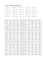 Bingo mit Mathe (Kopfrechnen Multiplikation)