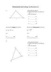 Flächen- und Umfangsberechnungen an Dreiecken