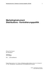 Marketinginstrument - Distribution- Kontrahierungspolitik