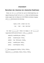 Chemische Umsatzberechnungen - 4teachers.de