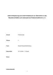Ausführlicher Unterrichtsentwurf Deutsch Förderschule Kl. 4