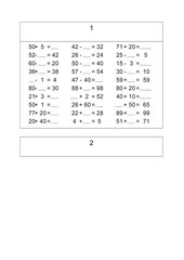 1. Hausaufgabenrechenkartei im ZR bis 100 (einfache Aufgaben ohne ZÜ und ohne ZE+ZE)