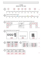 Mathematikarbeit Klasse 2 - Zahlen bis 100 - Geld