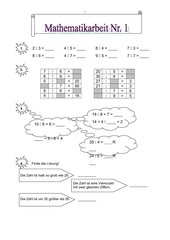 Mathematikarbeit (Nr.1 - 3. Klasse/BW)