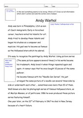 Andy Warhol - Fehlertext über seine Biografie in Englisch
