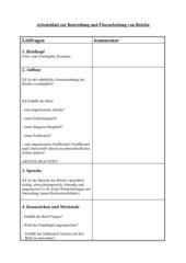 Arbeitsblatt zur Beurteilung und Überarbeitung von Briefen, Klasse 5 Gymnasium