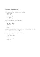 Klassenarbeit Terme und Gleichungen Klasse 8