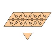 Puzzle (Trimino) aus dreieckigen Teilen in Form eines Parallelogramms