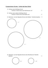 Geometrietest: Kreise/Arbeit mit dem Zirkel Kl.3