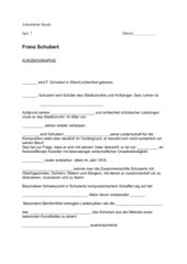 Arbeitsblatt /Lückentext zu Franz Schubert