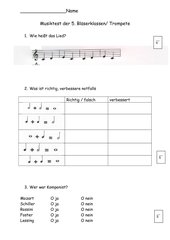 Musiktest für Bläserklasse 5 / 1. Halbjahr Trompete