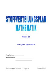 Stoffverteilungsplan Mathematik  3. Klasse GS Bayern