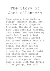 The story of Jack o`Lantern