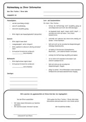 Rückmeldebogen für Eltern bzgl. Lern-/ Arbeitsverhalten GS Bayern
