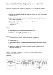 Religionskritik - Willensfreiheit; Klausur / Test 12.JGSt Bayern