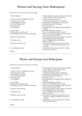 Phrases and Sayings from Shakespeare