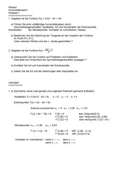Klausur zur Kurvendiskussion (Kl.11) (mit Lösung)