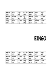 Bingo-Spiel - Thema: Money money money