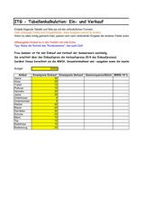 Tabellenkalkulation (exel), Ein- und Verkauf