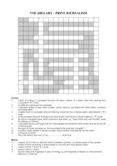 Crossword Puzzle - Print Journalism