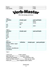 Test irregular verbs