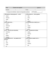Klassenarbeit Themen: Familie, Verbformen: subjuntivo, condicional