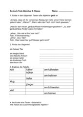 Deutschtest Adjektive 4. Klasse