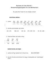 Würfelaufgaben - gemischte Matheaufgaben Kl. 3 + Lösungen