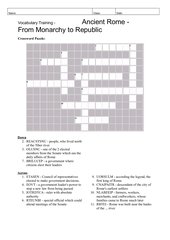 Crossword Puzzle. Ancient Rome - Engl. vocabulary