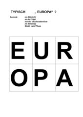 Kärtchen für Mindmap, Tafelbild: Typisch Europa