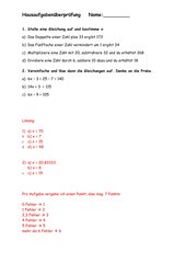 Hausaufgabenüberprüfung Terme/Gleichungen