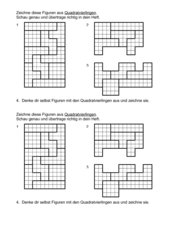 Quadratvierlinge - nach Rechnenkästchen zeichnen
