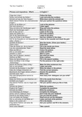 phrases and imperatives für You&Me1 Units 1 - 7