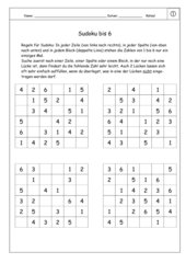 Sudoku für Anfänger (mit 6 Zahlen)