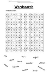 Wordsearch Clothes