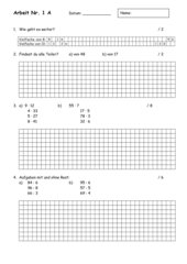 Mathearbeit Nr. 1 4. Klasse (Blatt A und B, inkl. Lösungen)