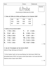 Klassenarbeit zur Addition und Subtraktion im ZR 10 000