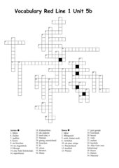 Crossword Puzzle Vocabulary Unit 5b Red Line 1
