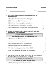 Deutscharbeit Satzglieder Klasse 5