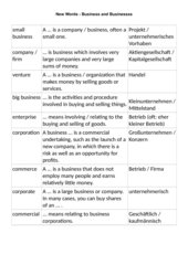 Wortschatz Business Englisch - Business and Businesses