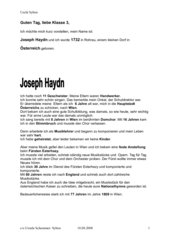 Lebenslauf Joseph Haydn für die Grundschule