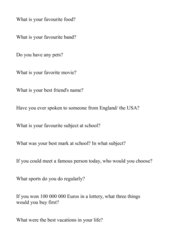 Fragen zum kennenlernen englisch
