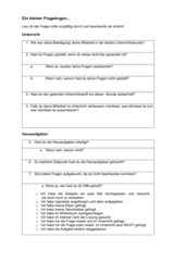 Hausaufgaben-Fragebogen